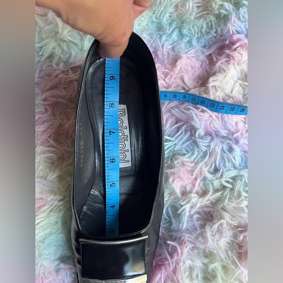 Rare Baldinini black block heel shoes Pure Leather-7.5 US 36 vintage european - Picture 16 of 16